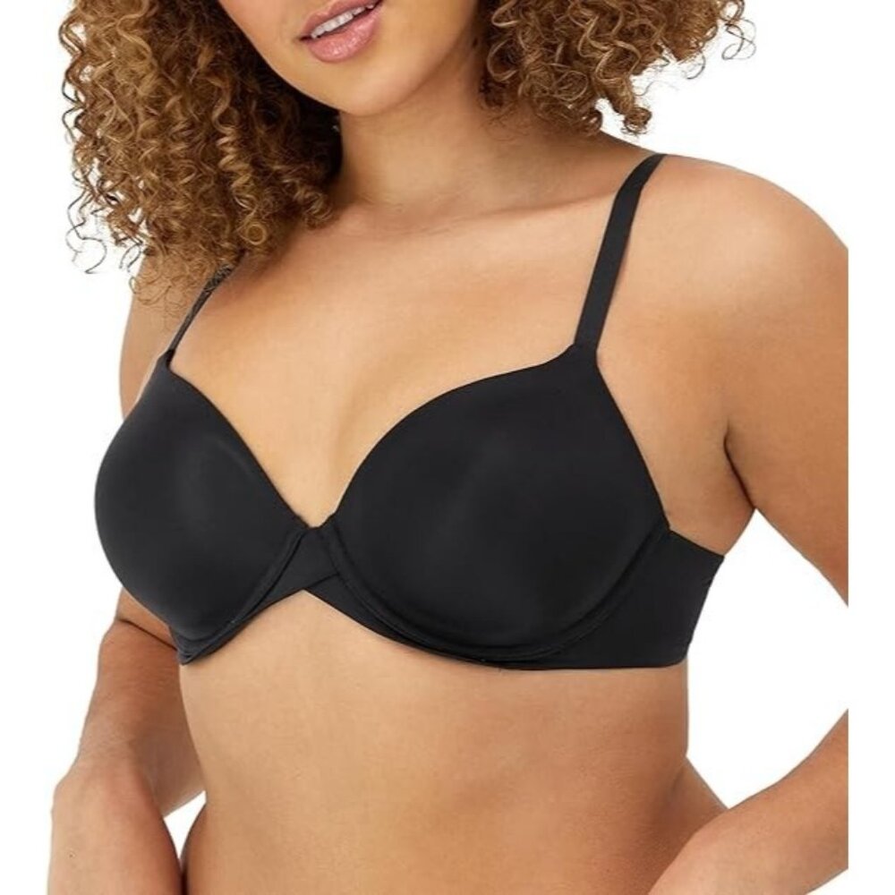 Maidenform Black 38D DM7543 One Fabulous Fit 2.0 Tailored Demi T-Shirt Bra